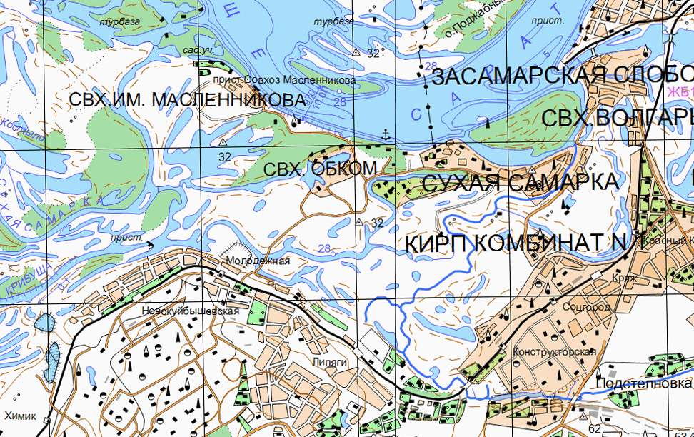 Современная топографическая карта того района.