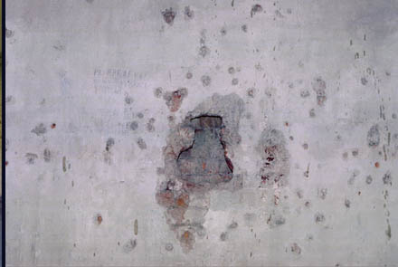 "Расстрельная стена" в подвале особняка Курлиной, где летом 1918 находилась белочешская контразведка